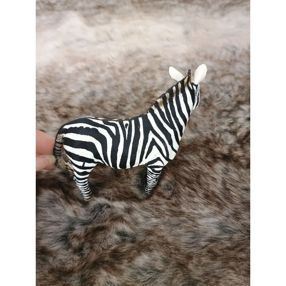 Schleich Zebra Figurine Realistic Animal Toy Collectible Black & White Hand-Pain
